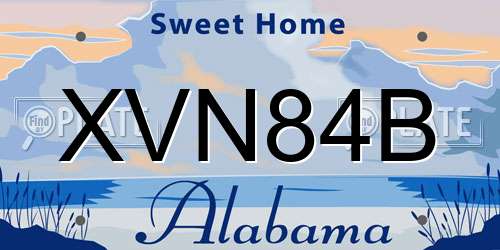 XVN84B Alabama License Plate