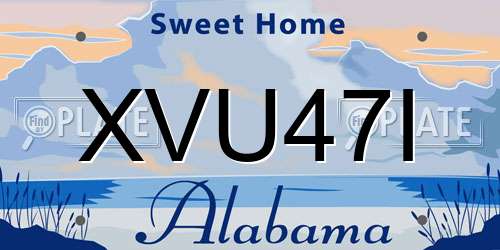 XVU47I Alabama License Plate