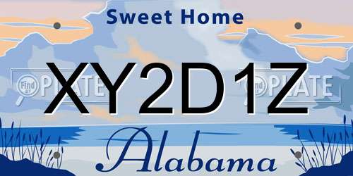 XY2D1Z Alabama License Plate