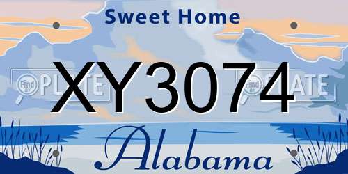 XY3074 Alabama License Plate