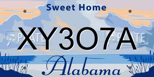 XY3O7A Alabama License Plate