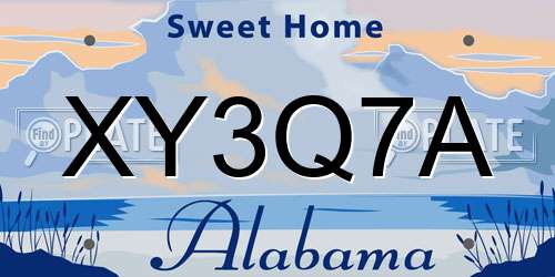 XY3Q7A Alabama License Plate