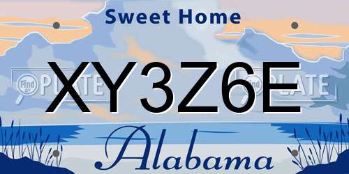 XY3Z6E Alabama License Plate
