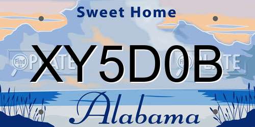 XY5D0B Alabama License Plate