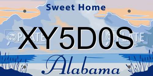 XY5D0S Alabama License Plate