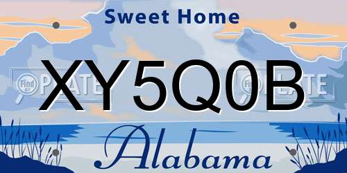 XY5Q0B Alabama License Plate