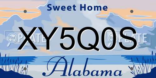 XY5Q0S Alabama License Plate
