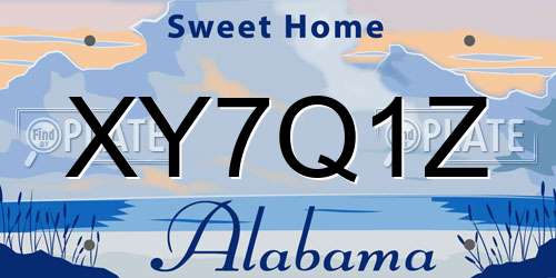 XY7Q1Z Alabama License Plate