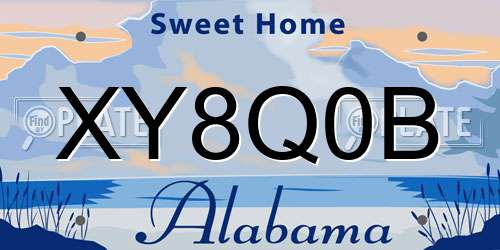 XY8Q0B Alabama License Plate