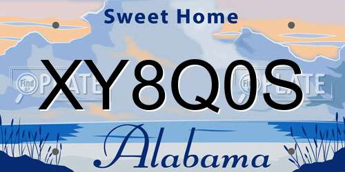 XY8Q0S Alabama License Plate