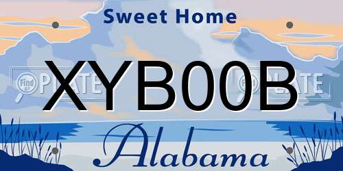 XYB00B Alabama License Plate