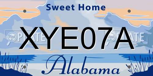 XYE07A Alabama License Plate