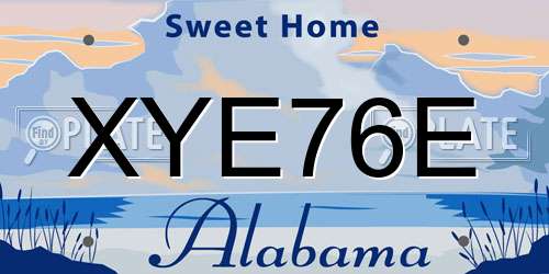 XYE76E Alabama License Plate