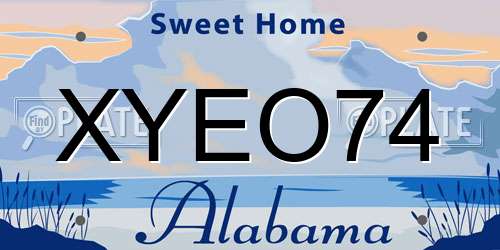 XYEO74 Alabama License Plate