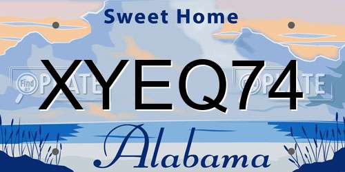 XYEQ74 Alabama License Plate