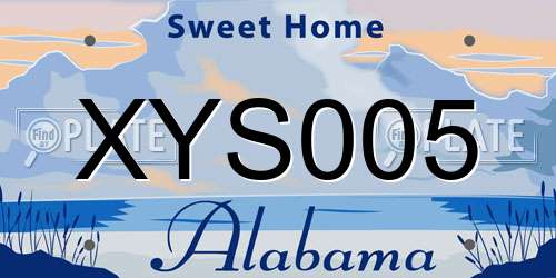 XYS005 Alabama License Plate
