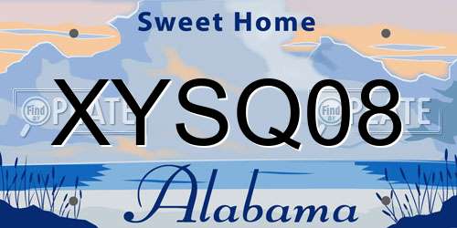XYSQ08 Alabama License Plate