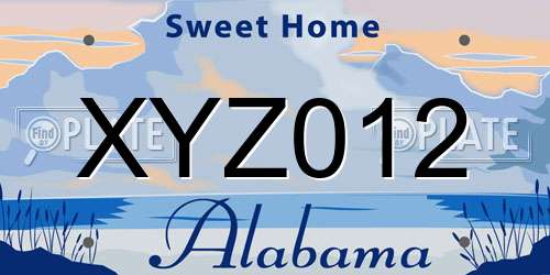 XYZ012 Alabama License Plate
