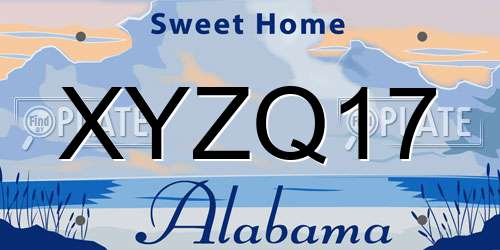 XYZQ17 Alabama License Plate