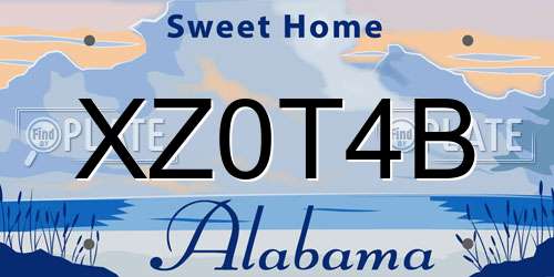 XZ0T4B Alabama License Plate