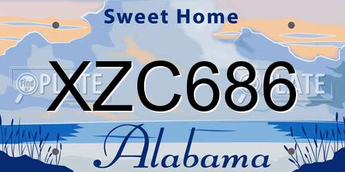 XZC686 Alabama License Plate