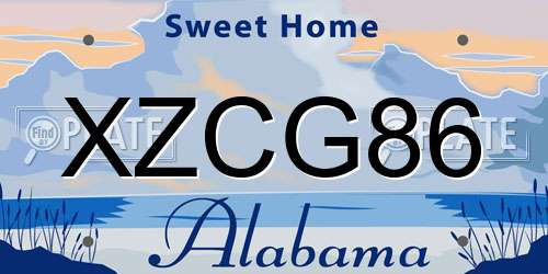 XZCG86 Alabama License Plate