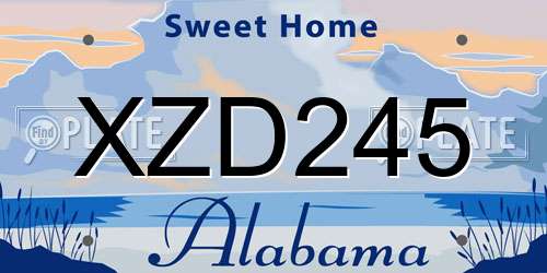 XZD245 Alabama License Plate