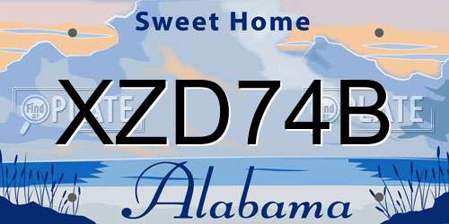 XZD74B Alabama License Plate