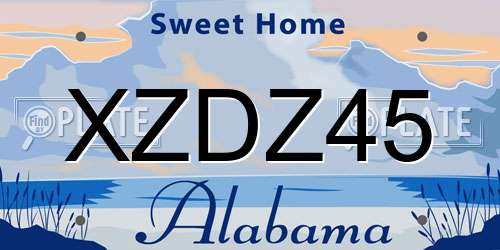 XZDZ45 Alabama License Plate