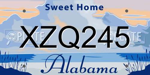 XZQ245 Alabama License Plate