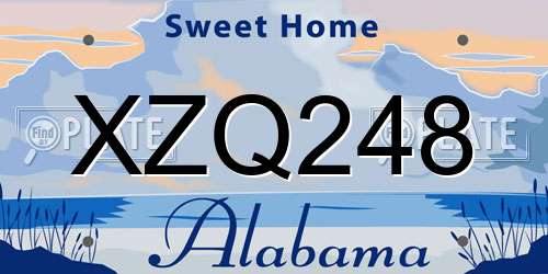 XZQ248 Alabama License Plate
