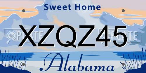 XZQZ45 Alabama License Plate
