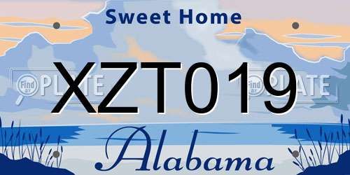 XZT019 Alabama License Plate