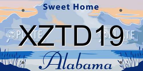 XZTD19 Alabama License Plate