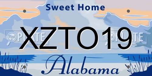 XZTO19 Alabama License Plate