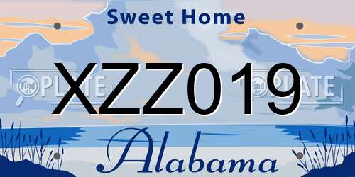 XZZ019 Alabama License Plate