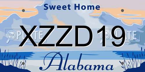 XZZD19 Alabama License Plate