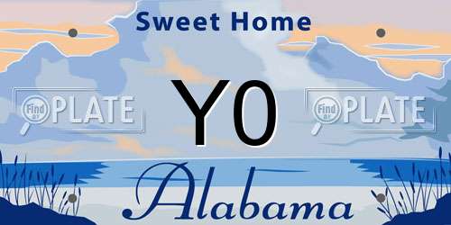 Y0 Alabama License Plate