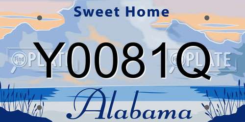 Y0081Q Alabama License Plate