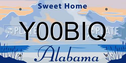 Y00BIQ Alabama License Plate
