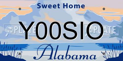 Y00SIO Alabama License Plate