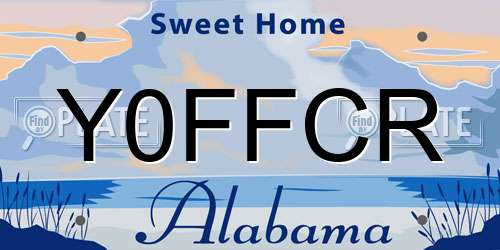 Y0FFCR Alabama License Plate