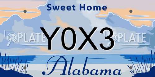 Y0X3 Alabama License Plate