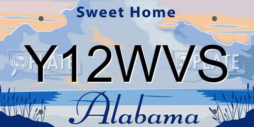 Y12WVS Alabama License Plate