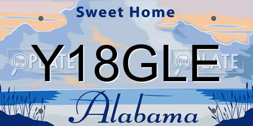 Y18GLE Alabama License Plate