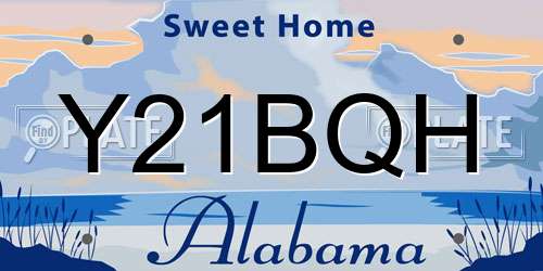 Y21BQH Alabama License Plate