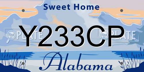 Y233CP Alabama License Plate