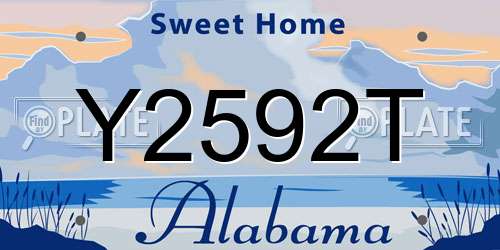 Y2592T Alabama License Plate