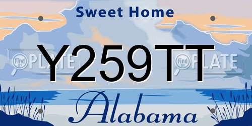 Y259TT Alabama License Plate
