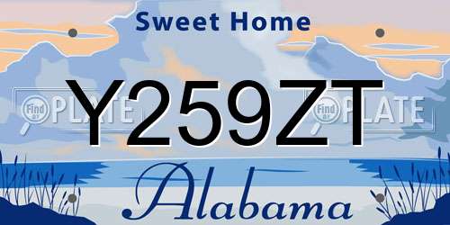 Y259ZT Alabama License Plate